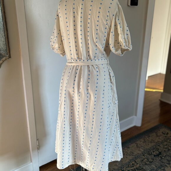 The Tiny Big Sister button down linen/cotton star print midi dress size 34/small - Picture 6 of 8